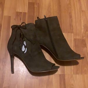 Steve Madden Peep Toe Booties - Olive Green
